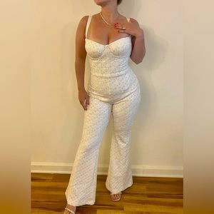 NADINE MERABI BRIDAL Hailey White Jumpsuit - S/M *BRAND NEW*